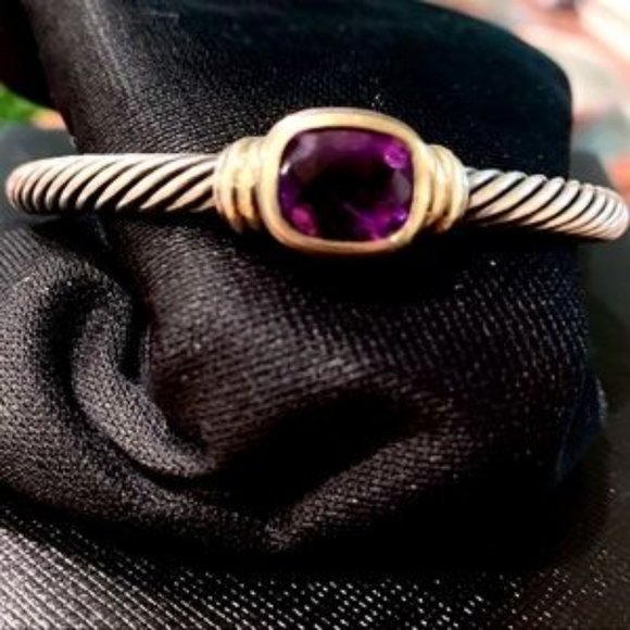 David Yurman Gold Silver Amethyst Center Bracelet - Picture 4 of 7
